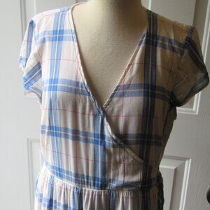 Lightweight Plaid Faux Wrap Old Navy Summer Dress size Large